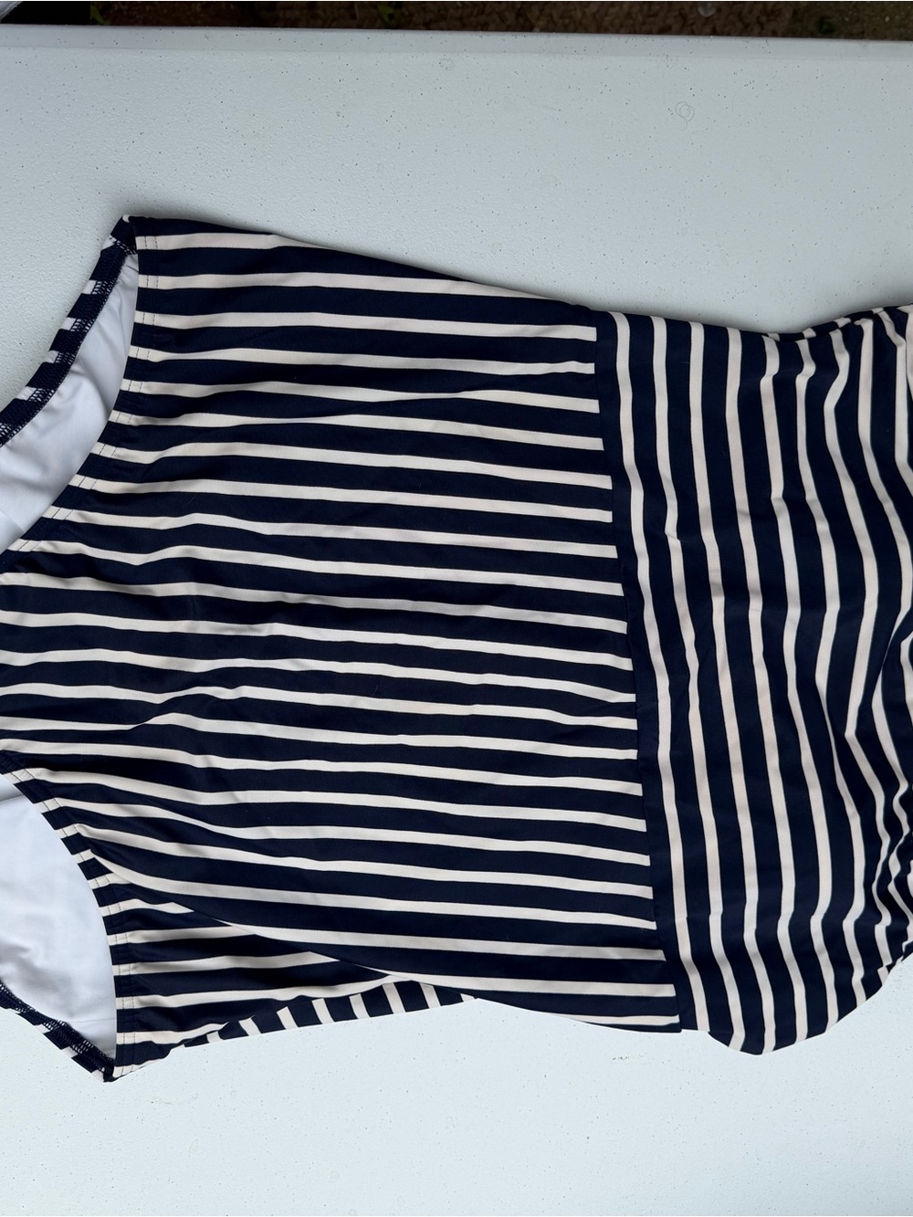 Lands' End Navy and White Striped Shell Top NWOT